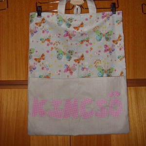 Füles ovis zsák - csajos - Hello Kitty, Minnie sziluett,  balerina, 100% design pamut - névvel, ovi jellel is - játék & sport - ovis felszerelés - ovis zsák - Meska.hu