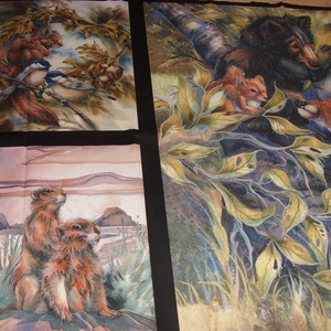 5 blokkos erdei állatos nagy panel  - USA design textil  - 110 x 60 cm - kellékek & szerszámok - méteráru - pamut - Meska.hu
