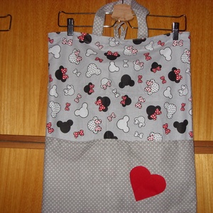 Füles ovis zsák - csajos - Hello Kitty, Minnie sziluett,  balerina, 100% design pamut - névvel, ovi jellel is - játék & sport - ovis felszerelés - ovis zsák - Meska.hu