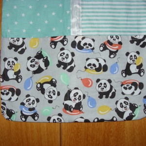 Panda maci -  patchwork ovis ruhazsák, egyedi darab - ökotex design textillel kombózva - játék & sport - ovis felszerelés - ovis szett (zsák és tornazsák) - Meska.hu
