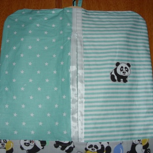 Panda maci -  patchwork ovis ruhazsák, egyedi darab - ökotex design textillel kombózva - játék & sport - ovis felszerelés - ovis szett (zsák és tornazsák) - Meska.hu