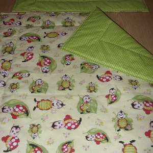 Bébi ágynemű - bélelt - Mosolygós baba katicák - Ajándékba is - Bébi 1 - baba ágynemű szett design textilekből, Otthon & Életmód, Babaszoba, gyerekszoba, Baba ágynemű, Varrás, MESKA