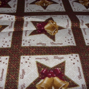 Karácsonyi harangos csillagos panel, blokk 30 x 30 cm német design textil, darabolható - kellékek & szerszámok - méteráru - pamut - Meska.hu