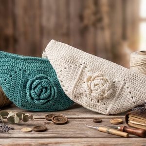 Rózsás crossbody táska - táska & tok - kézitáska & válltáska - vállon átvethető táska - Meska.hu