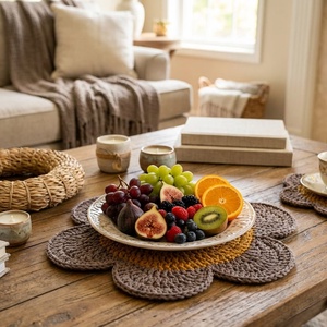 horgolt tányér-, poháralátét - otthon & életmód - konyhafelszerelés, tálalás - tálalás - tányér- és poháralátét - Meska.hu