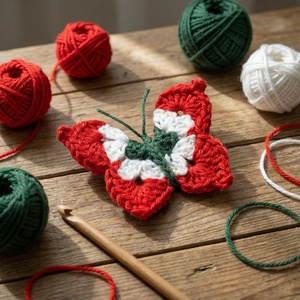 Kokárda- horgolt pillangó-kitűző - ékszer - kitűző és bross - Meska.hu