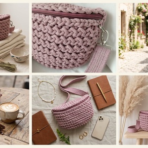 Horgolt crossbody - táska & tok - kézitáska & válltáska - vállon átvethető táska - Meska.hu