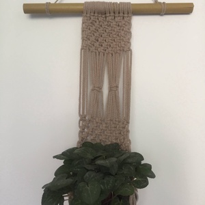 Virágtartó, makramé, cappucino barna - otthon & életmód - dekoráció - virágdísz és tartó - virágtartó - Meska.hu