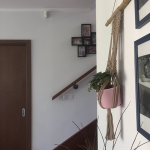 Virágtartó, makramé, cappucino barna - otthon & életmód - dekoráció - virágdísz és tartó - virágtartó - Meska.hu