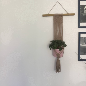 Virágtartó, makramé, cappucino barna, Otthon & Életmód, Dekoráció, Virágdísz és tartó, Virágtartó, Csomózás, MESKA