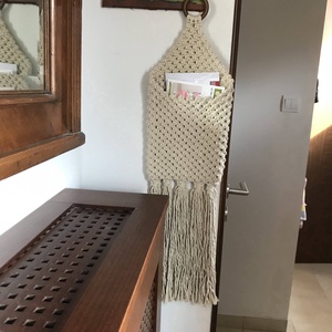 Levéltartó, makramé világos len - Meska.hu