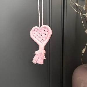 Rózsaszínű szívecske, makramé, Otthon & Életmód, Dekoráció, Fali és függő dekoráció, Falra akasztható dekor, Csomózás, MESKA