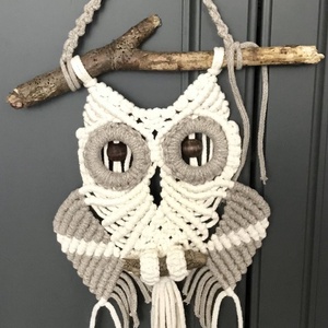 Falidísz, makramé, világosbarna és bézs, Otthon & Életmód, Dekoráció, Fali és függő dekoráció, Falra akasztható dekor, Csomózás, MESKA