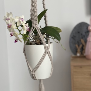 Virágtartó, makramé,világosbarna  színű, Otthon & Életmód, Virágdekoráció, Virágtartó, Függő virágtartó, Csomózás, MESKA