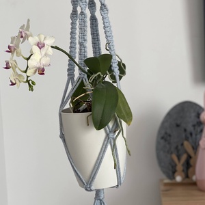 Virágtartó, makramé, kék színű, Otthon & Életmód, Virágdekoráció, Virágtartó, Függő virágtartó, Csomózás, MESKA