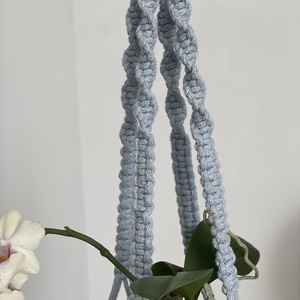 Virágtartó, makramé, kék színű - otthon & életmód - virágdekoráció - virágtartó - függő virágtartó - Meska.hu