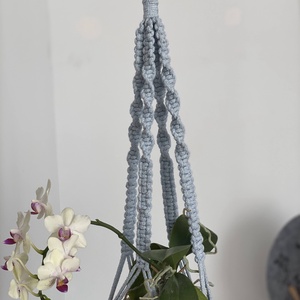 Virágtartó, makramé, kék színű - otthon & életmód - virágdekoráció - virágtartó - függő virágtartó - Meska.hu