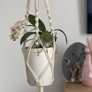 Virágtartó, makramé, krémszínű - Meska.hu