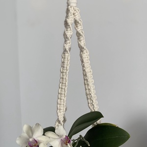 Virágtartó, makramé, krémszínű - otthon & életmód - virágdekoráció - virágtartó - függő virágtartó - Meska.hu