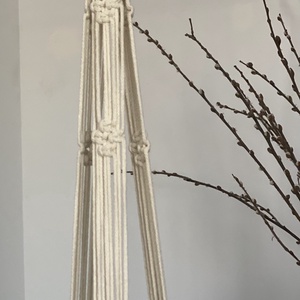 Virágtartó, makramé, világos bézs - otthon & életmód - virágdekoráció - virágtartó - függő virágtartó - Meska.hu