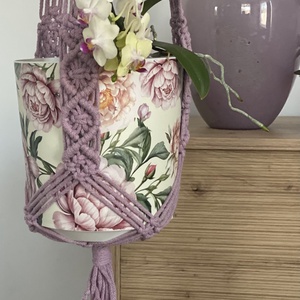 Virágtartó, makramé, lia - Meska.hu