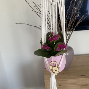 Virágtartó, makramé, fehér - otthon & életmód - virágdekoráció - virágtartó - függő virágtartó - Meska.hu