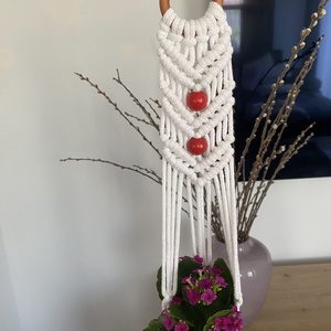 Virágtartó, makramé, fehér - otthon & életmód - virágdekoráció - virágtartó - függő virágtartó - Meska.hu