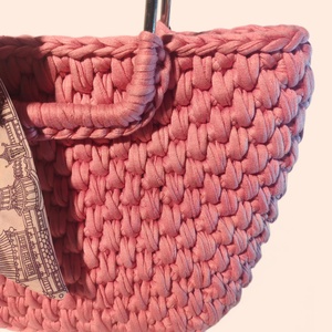Kézzel horgolt kézitáska pólófonalból - táska & tok - kézitáska & válltáska - kézitáska - Meska.hu