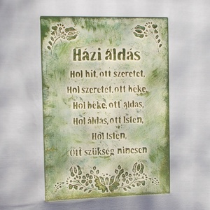 Házi áldás - síkból kiemelkedő betűkkel és mintával - otthon & életmód - vallás - házi áldás - Meska.hu
