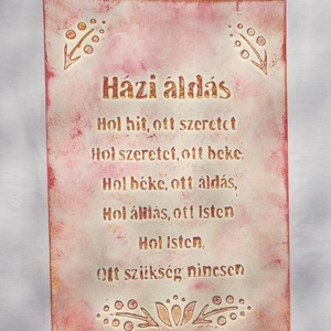 Házi áldás - síkból kiemelkedő betűkkel és mintával - otthon & életmód - vallás - házi áldás - Meska.hu