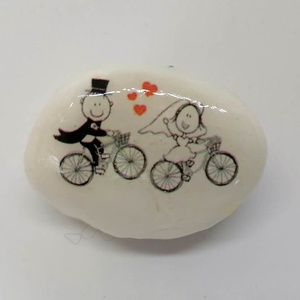 Jegyespár kavics - 5., Otthon & Lakás, Dekoráció, Asztal és polc dekoráció, Kavics & Kő, Decoupage, transzfer és szalvétatechnika, Meska