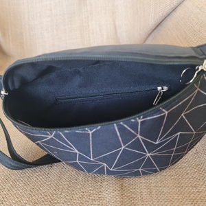 Övtáska fekete-geometriai mintás - táska & tok - övtáska - Meska.hu