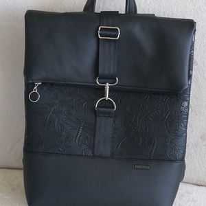 Kihajtható hátizsák fekete-nyomott pillangós, Táska & Tok, Hátizsák, Roll top hátizsák, Varrás, MESKA