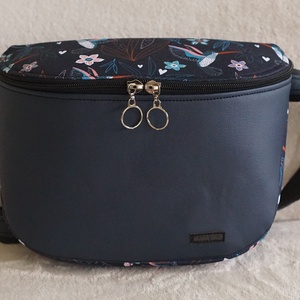 Oldaltáska gránitkék-kolibri mintás, Táska & Tok, Kézitáska & válltáska, Vállon átvethető táska, Varrás, MESKA