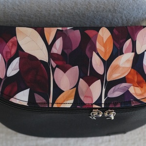 Oldaltáska fekete-bordó leveles - táska & tok - kézitáska & válltáska - vállon átvethető táska - Meska.hu