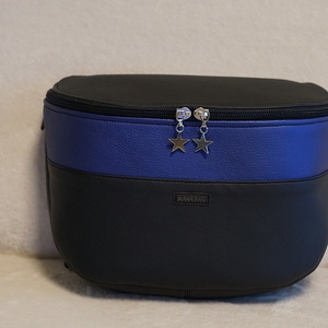 Oldaltáska fekete - metál kék, Táska & Tok, Kézitáska & válltáska, Vállon átvethető táska, Varrás, MESKA