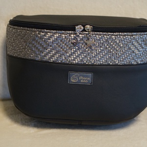 Oldaltáska fekete-szőtt mintás, Táska & Tok, Kézitáska & válltáska, Vállon átvethető táska, Varrás, MESKA