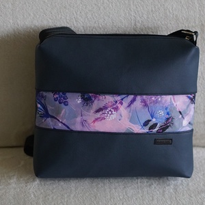 Gárnitkék - lila mintás oldaltáska, Táska & Tok, Kézitáska & válltáska, Vállon átvethető táska, Varrás, MESKA