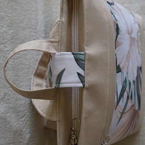 Hátizsák bézs-zöld mintás - táska & tok - hátizsák - hátizsák - Meska.hu