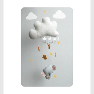 BABAFORGÓ, Elefántos babaszoba, Elefánt, Hőlégballon, Felhő, Kiságyforgó, Babaszoba, Kismama, Babaágy, Csillagok - baba - mama - baba játékok - kiságyforgó - Meska.hu