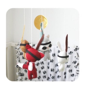 Babaforgó, törzsi erdei állatos, babaváró ajándék, babaszoba dekoráció, nyúl - róka - mosómedve - maci - indián sátor  - játék & sport - Meska.hu