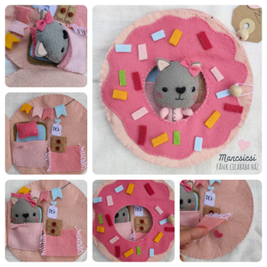 CSENDESKÖNYV, cicababa fánk ház, fánk, cica, baba, kislány, játék, mancsicsi, babaház, Játék & Sport, Készségfejlesztő és Logikai játék, Waldorf játékok, Varrás, MESKA