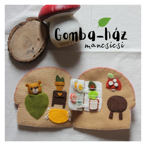 Csendeskönyv - Foglalkoztató játék - Montessori -Gombaház - Babaház - Macijáték - Gyerekjáték - Maci - Gomba - Mancsicsi, Játék & Sport, Textilkönyv & Babakönyv, Varrás, MESKA
