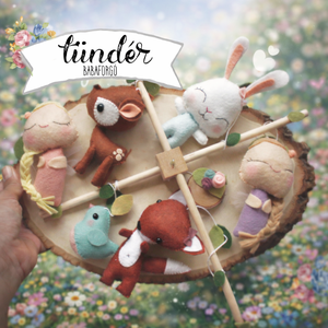 Erdei tündéres babaforgó szarvassal nyuszival és rókával egyenesen Mancsicsi műhelyéből , Baba - mama, Baba játékok, Kiságyforgó, Varrás, MESKA