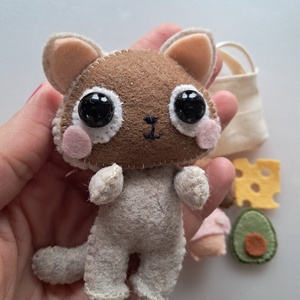 Kézműves filc cica játékszett ételekkel � fejlesztő gyerekjáték - játék & sport - plüssállat & játékfigura - cica - Meska.hu