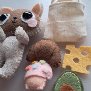 Kézműves filc cica játékszett ételekkel � fejlesztő gyerekjáték - játék & sport - plüssállat & játékfigura - cica - Meska.hu