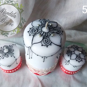 Esküvői gyertya  , Gyertya ceremónia szett piros szalaggal - esküvő - dekoráció - gyertya & gyertyatartó - Meska.hu