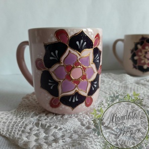 Rózsaszín mandala bögre,Pink bögre - Meska.hu