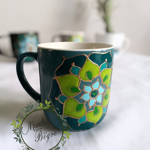 Egészség Mandala bögre 2  ,  MÉREGzöld bögre - Meska.hu