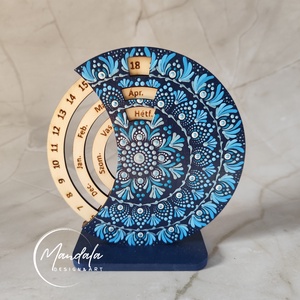 Mandala öröknaptár 15 cm, kék árnyalatokban  - Meska.hu